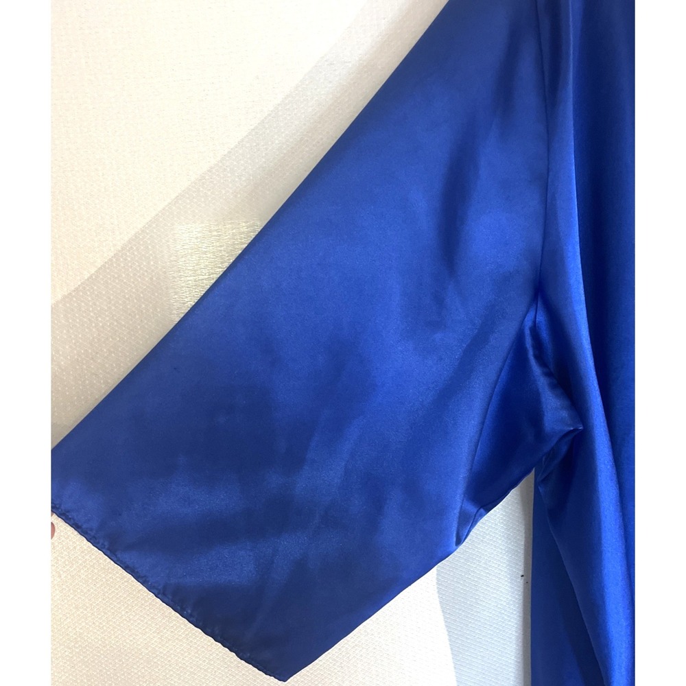 Amoureuse Women's 4x Royal Blue Satin 3/4 Sleeve V Neck Long Pajamas Size 4X - Picture 6 of 11